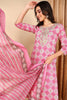 Pink Pure Cotton Geometric Printed Yoke Design Suit Set VKSKD2010