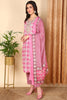 Pink Pure Cotton Geometric Printed Yoke Design Suit Set VKSKD2010