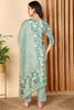 Sea Green Pure Cotton Floral Printed Yoke Design Suit Set VKSKD2011