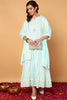 Sea Green Pure Cotton Floral Yoke Design Flared Suit Set VKSKD2024