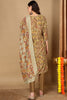 Mustard Yellow Cotton Geometric Printed Straight Suit Set VKSKD2047