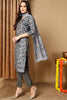 Grey Pure Cotton Ethnic Motifs Printed Straight Suit Set VKSKD2048