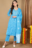 Blue Pure Cotton Bandhani Printed Embroidered Suit Set VKSKD2058