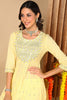 Yellow Pure Cotton Geometric Printed Embroidered Anarkali Suit Set VKSKD2059