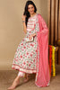 Pink Pure Cotton Floral Printed Anarkali Style Suit Set VKSKD2080