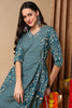 Blue Pure Cotton Floral Printed Flared Suit Set VKSKD2086