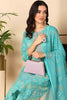 Turquoise Blue Poly Cotton Bandhani Printed Straight Suit Set VKSKD2092