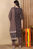 Black Pure Cotton Floral Printed Flared Style Suit Set VKSKD2108