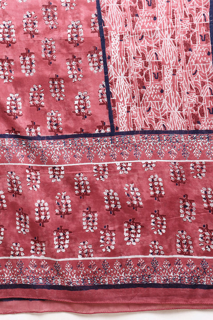 Pink Pure Cotton Ethnic Motifs Printed Flared Suit Set VKSKD2113