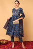 Blue Pure Cotton Ethnic Motifs Printed Flared Suit Set VKSKD2114