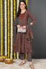 Maroon Rayon Blend Ethnic Motifs Printed A-Line Suit Set VKSKD2132