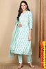 Green Viscose Rayon Ethnic Motifs Printed Flared Kurta Trouser With Dupatta VKSKD2138