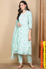 Green Viscose Rayon Ethnic Motifs Printed Flared Kurta Trouser With Dupatta VKSKD2138