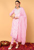 Pink Viscose Rayon Ethnic Motifs Printed Flared Suit Set VKSKD2139