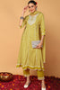 Yellow Viscose Rayon Ethnic Motifs Printed Flared Suit Set VKSKD2141