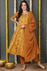 Yellow Rayon Blend Floral Printed Flared Suit Set VKSKD2164