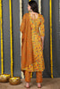 Yellow Rayon Blend Floral Printed Flared Suit Set VKSKD2164