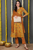 Yellow Rayon Blend Floral Printed Flared Suit Set VKSKD2164