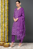 Violet Rayon Blend Ethnic Motifs Printed Straight Suit Set VKSKD2167