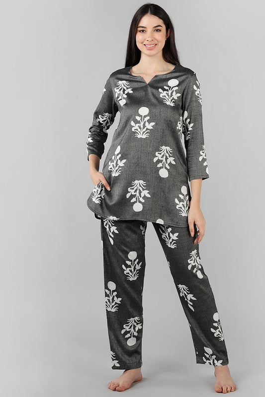  Women Grey Floral Printed Top