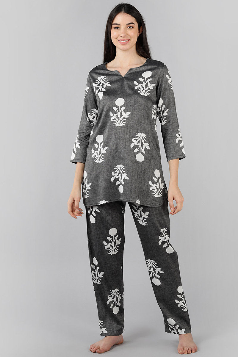  Women Grey Floral Printed Top