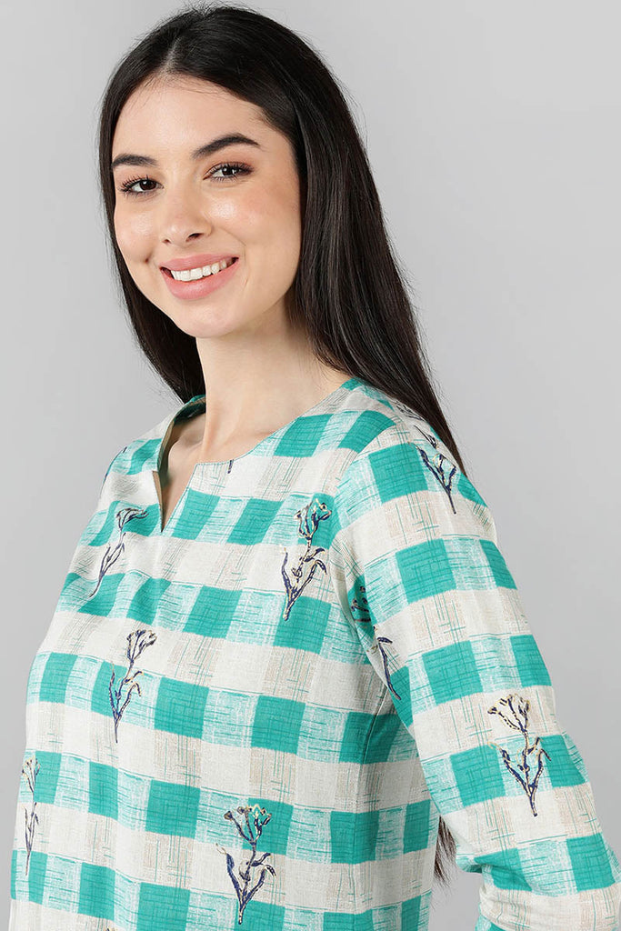  Women Cream Ethnic Motifs Printed Top