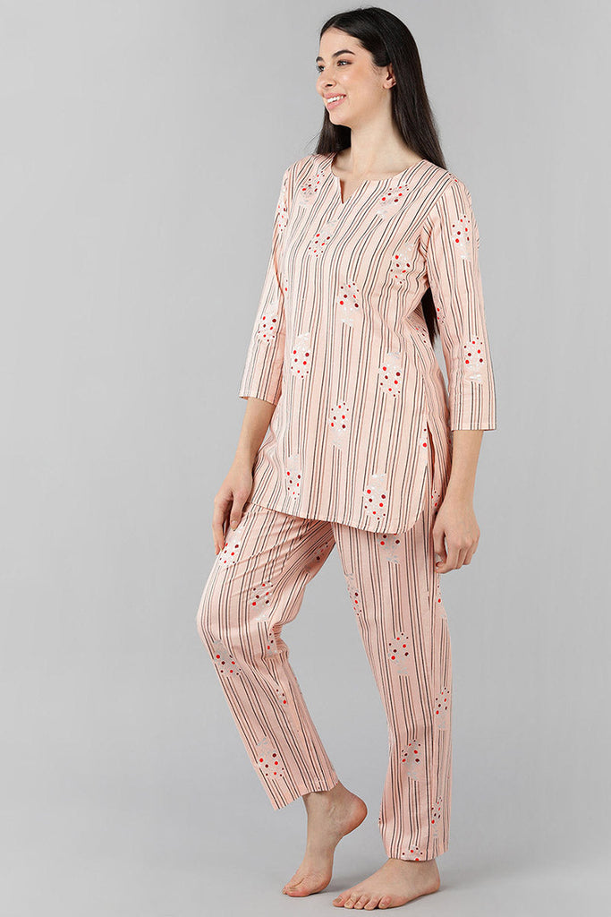  Women Peach Striped Printed Top