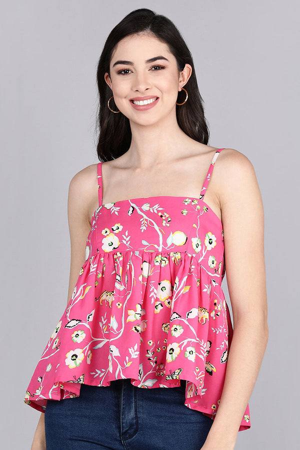  Women Pink Printed Floral Tops