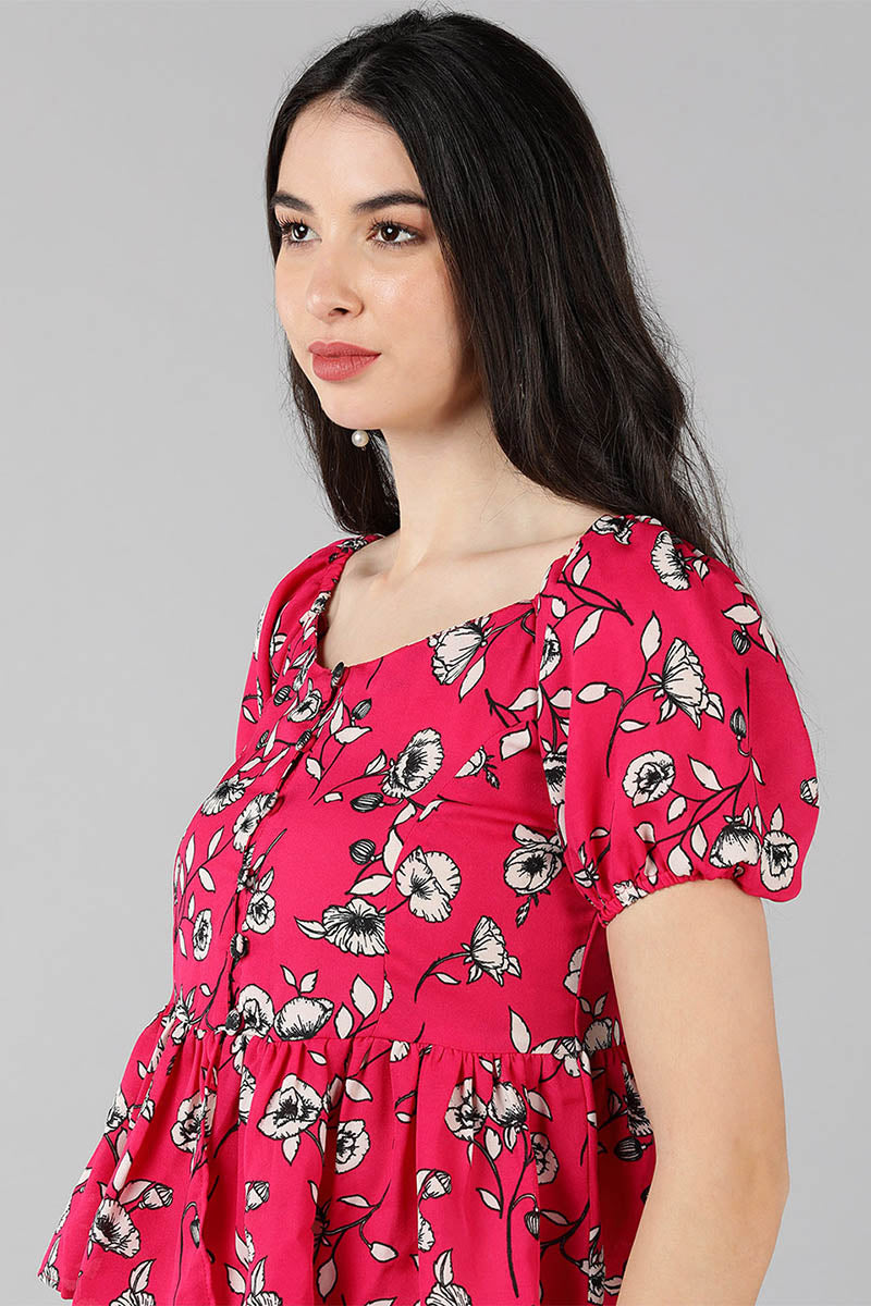  Women Pink Printed Floral Tops