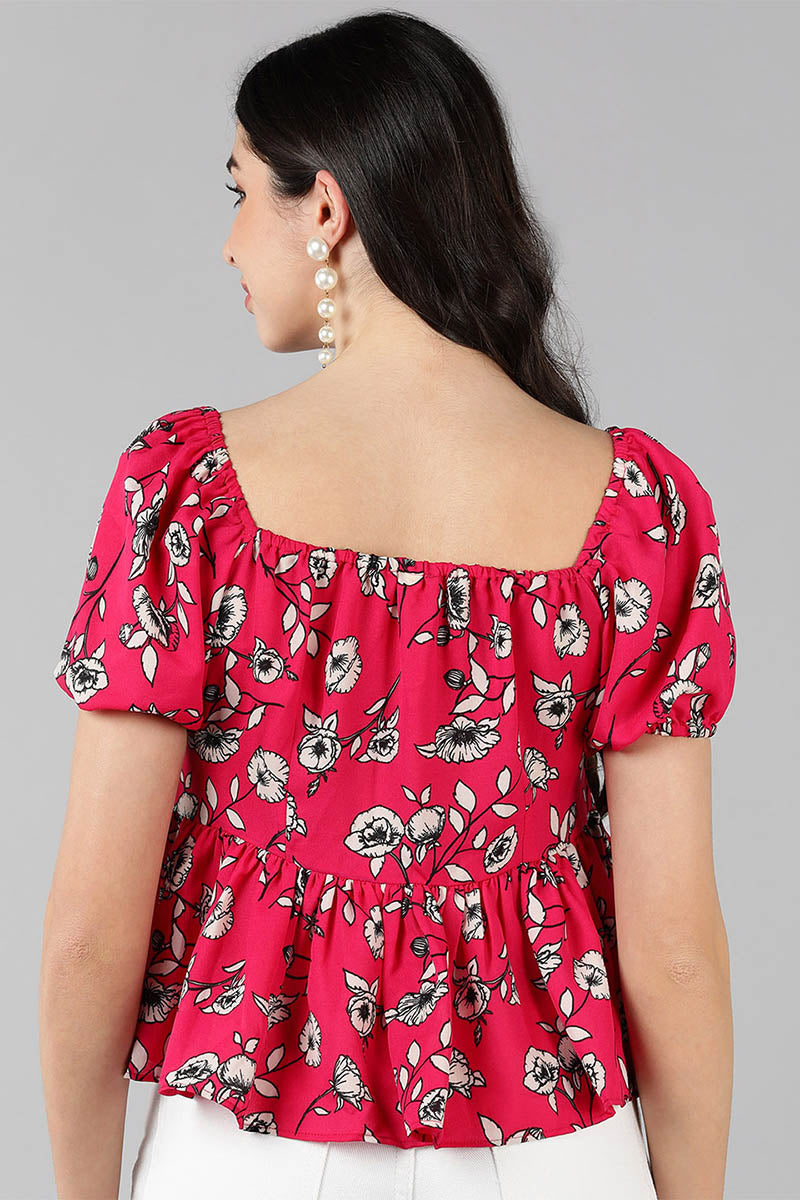  Women Pink Printed Floral Tops