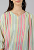  Women Sea Green Striped Vertical Stripes Tops