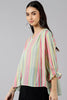  Women Sea Green Striped Vertical Stripes Tops