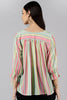  Women Sea Green Striped Vertical Stripes Tops