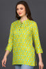 Lime Green Cotton Blend Geometric Print Straight Tunic VT1226