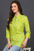 Lime Green Cotton Blend Geometric Print Straight Tunic VT1226