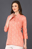 Peach Cotton Blend Bandhani Printed Straight Tunic VT1231