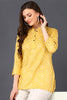 Yellow Cotton Blend Bandhani Printed Straight Tunic VT1233