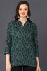 Teal Green Cotton Blend Ethnic Motifs Printed Straight Tunic VT1237