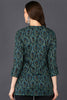 Teal Green Cotton Blend Ethnic Motifs Printed Straight Tunic VT1237