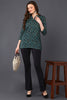 Teal Green Cotton Blend Ethnic Motifs Printed Straight Tunic VT1237