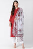   Poly Crepe Maroon Solid Printed Straight Kurta Pant Dupatta Set 