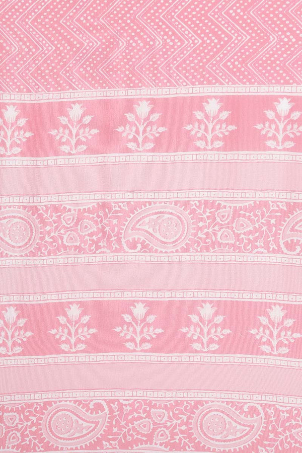  Women Crepe Pink Paisley Printed Straight Kurta Pant Dupatta Set 