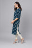   Printed Navy Blue Cotton Fabric Kurti 