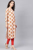   Beige Color Cotton Fabric Printed Fancy Kurti 