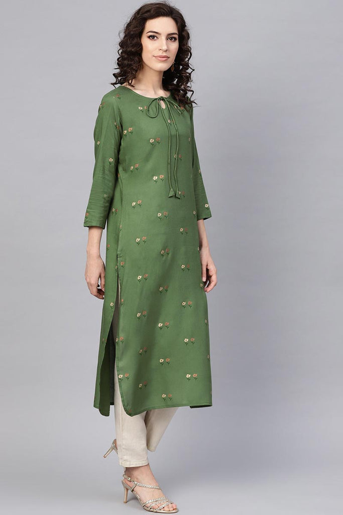   Green Color Printed Fancy Kurti 