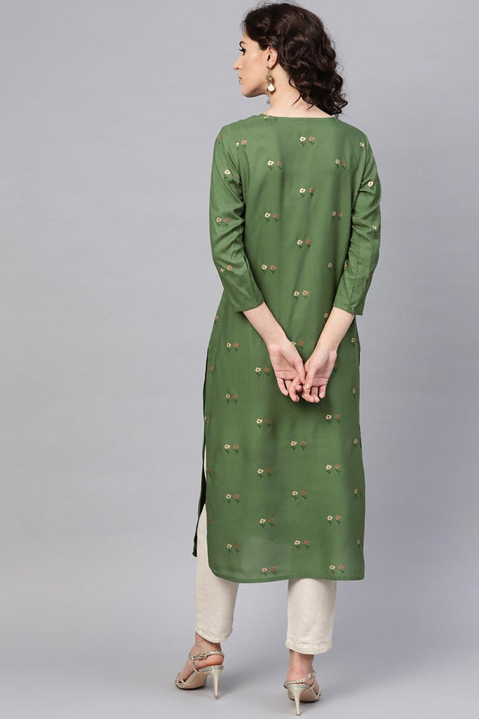   Green Color Printed Fancy Kurti 