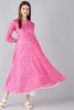   Function Wear Pink Color Printed Fancy Kurti 