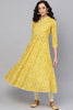   Festive Wear Cotton Fabric Yellow Color Printed Trendy Kurti 