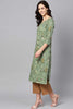   Occasion Wear Cotton Fabric Stylish Sea Green Color Kurti 