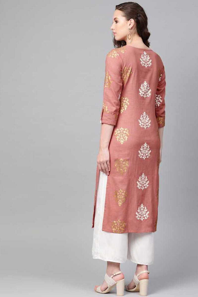   Pink Color Printed Daily Wear Kurti 